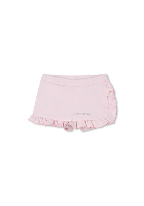 Shorts-Skirt Rosa Con Logo e Rouches GIVENCHY KIDS | H3066044Z